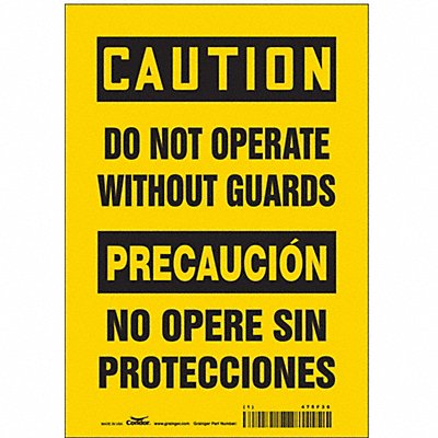 CONDOR 475F36 Safety Sign 10 in x 7 in Vinyl
