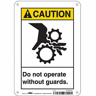 CONDOR 475F42 Safety Sign 10 in x 7 in Polyethylene
