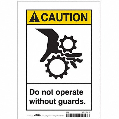 CONDOR 475F44 Safety Sign 10 inx7 in Vinyl