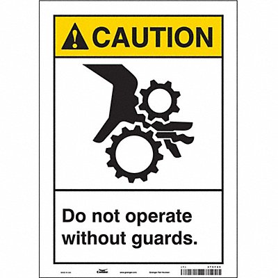 CONDOR 475F45 Safety Sign 14 in x 10 in Vinyl