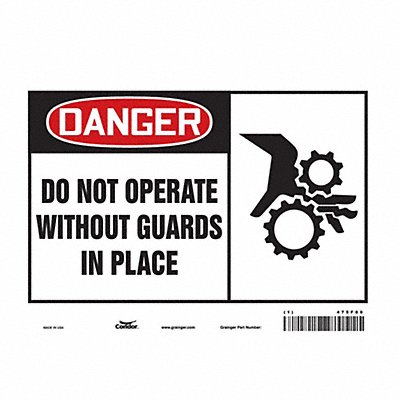 CONDOR 475F80 Safety Sign 7 inx10 in Vinyl
