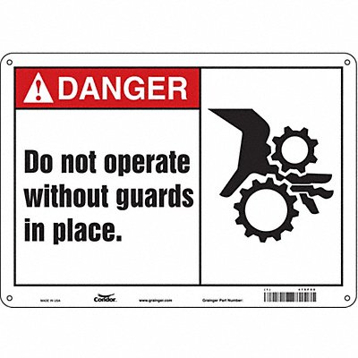 CONDOR 475F90 Safety Sign 10 in x 14 in Polyethylene