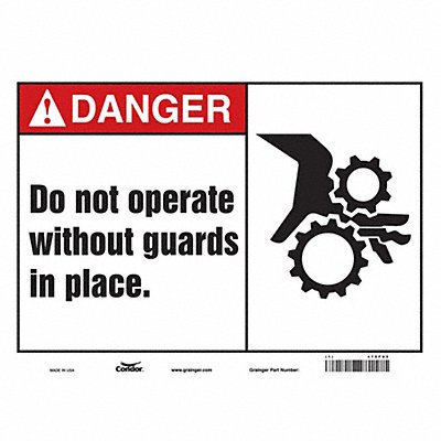 CONDOR 475F93 Safety Sign 10 in x 14 in Vinyl