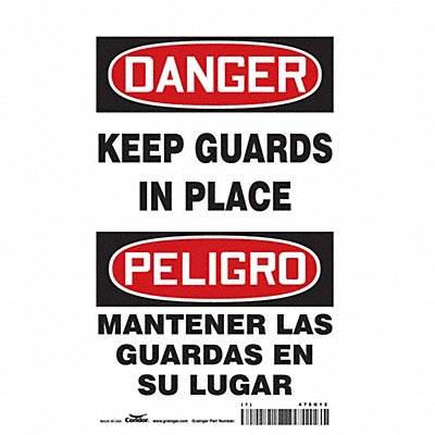 CONDOR 475G12 Safety Sign 10 inx7 in Vinyl