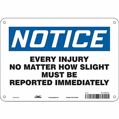 CONDOR 475G61 Safety Sign 7 inx10 in Polyethylene