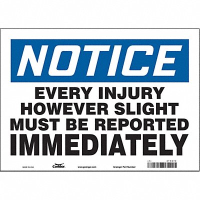 CONDOR 475G70 Safety Sign 10 inx14 in Vinyl
