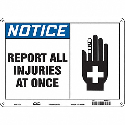 CONDOR 475G74 Safety Sign 10 in x 14 in Polyethylene