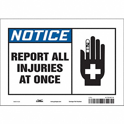 CONDOR 475G75 Safety Sign 7 in x 10 in Vinyl