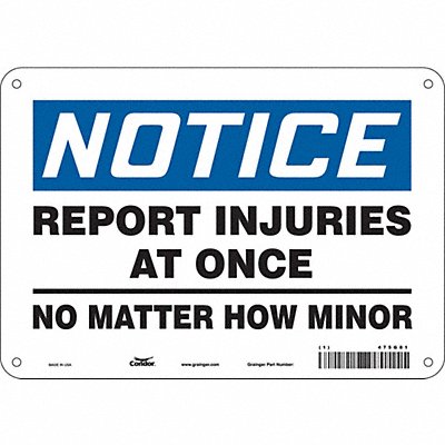 CONDOR 475G81 Safety Sign 7 in x 10 in Aluminum