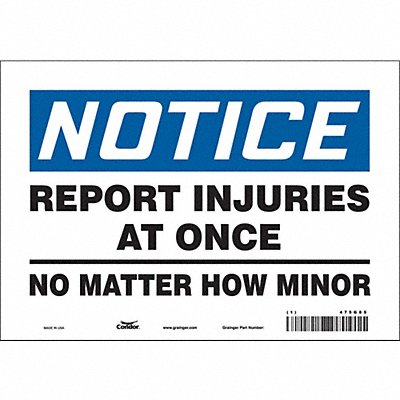 CONDOR 475G85 Safety Sign 7 in x 10 in Vinyl