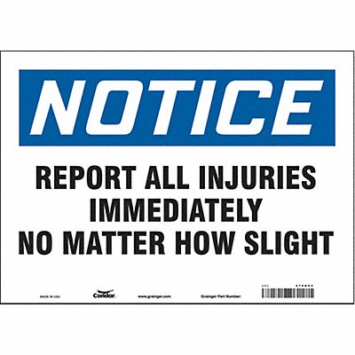 CONDOR 475G92 Safety Sign 10 in x 14 in Vinyl