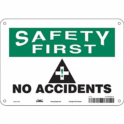 CONDOR 475G93 Safety Sign 7 in x 10 in Aluminum