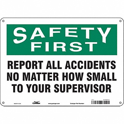 CONDOR 475H13 Safety Sign 10 inx14 in Aluminum