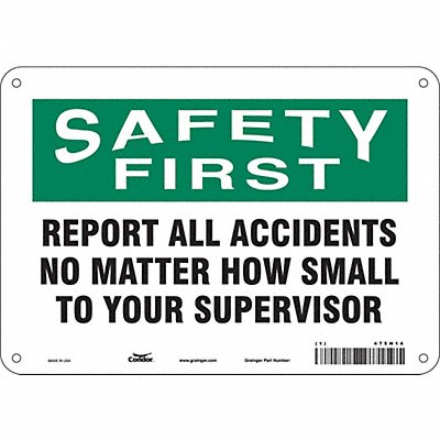 CONDOR 475H14 Safety Sign 7 in x 10 in Polyethylene