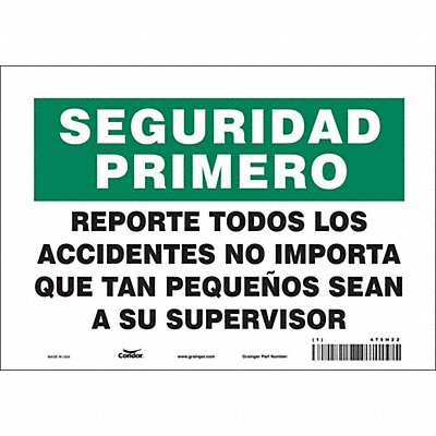 CONDOR 475H22 Safety Sign 7 in x 10 in Vinyl