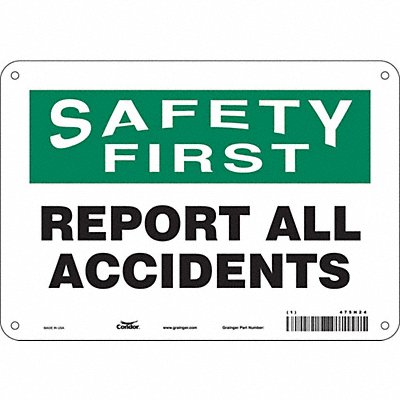 CONDOR 475H24 Safety Sign 7 in x 10 in Aluminum
