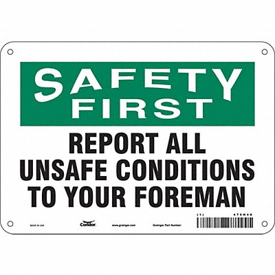 CONDOR 475H40 Safety Sign 7 in x 10 in Aluminum