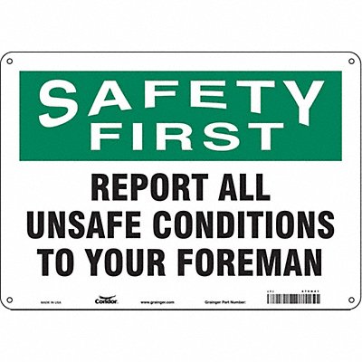 CONDOR 475H41 Safety Sign 10 inx14 in Aluminum