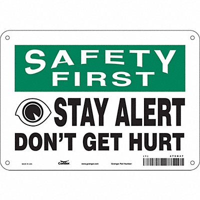 CONDOR 475H47 Safety Sign 7 in x 10 in Aluminum