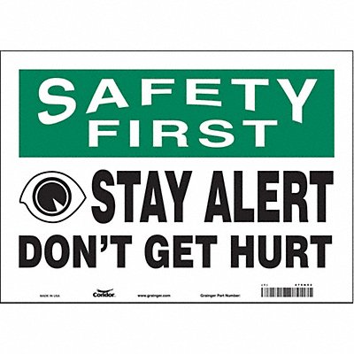 CONDOR 475H52 Safety Sign 10 inx14 in Vinyl