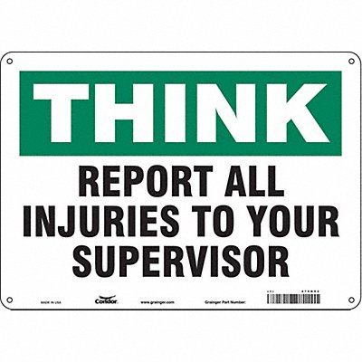 CONDOR 475H92 Safety Sign 10 in x 14 in Aluminum