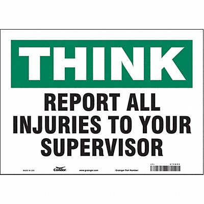 CONDOR 475H96 Safety Sign 10 in x 14 in Vinyl