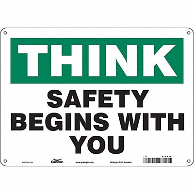 CONDOR 475H98 Safety Sign 10 inx14 in Aluminum