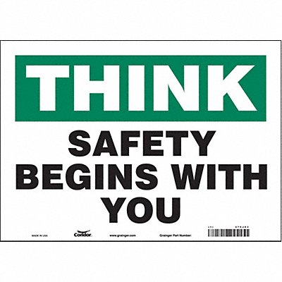 CONDOR 475J03 Safety Sign 10 inx14 in Vinyl