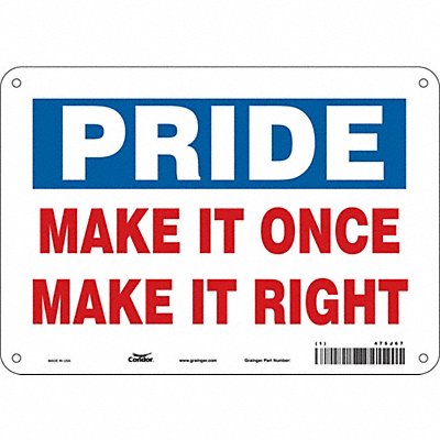 CONDOR 475J67 K0196 Safety Sign 7 in x 10 in Aluminum