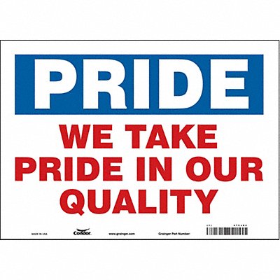 CONDOR 475J84 Safety Sign 10 in x 14 in Vinyl