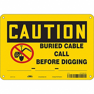 CONDOR 475K45 Safety Sign 7 in x 10 in Polyethylene