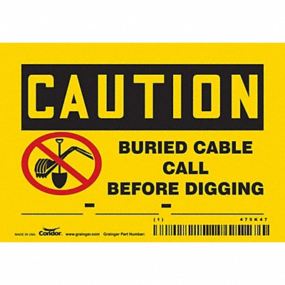 CONDOR 475K47 Safety Sign 3 1/2 inx5 in Vinyl