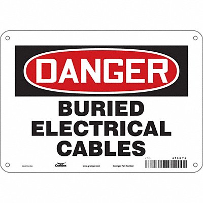 CONDOR 475K76 Safety Sign 7 in x 10 in Aluminum