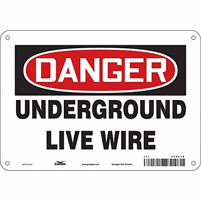 CONDOR 475L18 Safety Sign 7 in x 10 in Polyethylene