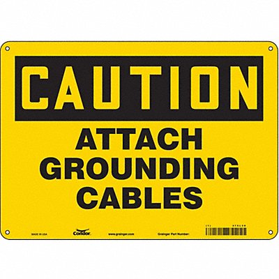 CONDOR 475L38 Safety Sign 10 in x 14 in Polyethylene