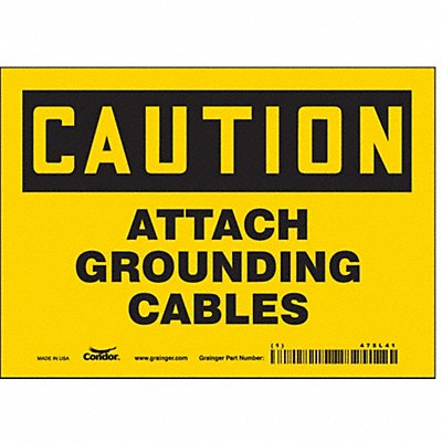 CONDOR 475L41 Safety Sign 5 in x 7 in Vinyl