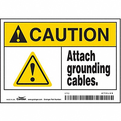 CONDOR 475L49 Safety Sign 3.5in x 5in Vinyl