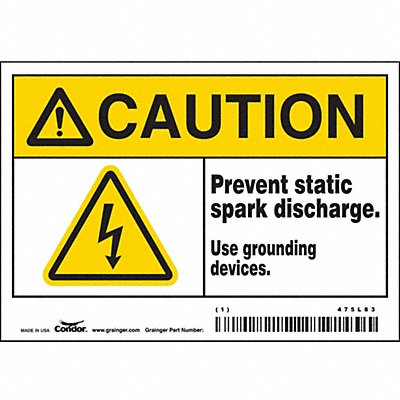 CONDOR 475L83 Safety Sign 3.5in x 5in Vinyl