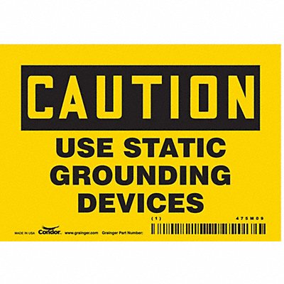 CONDOR 475M09 Safety Sign 3 1/2 inx5 in Vinyl