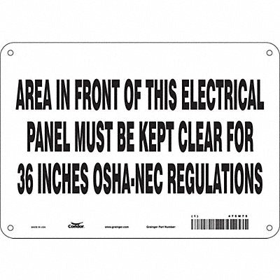CONDOR 475M75 Safety Sign 7 in x 10 in Polyethylene