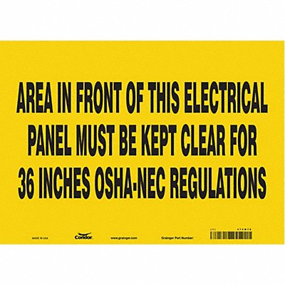 CONDOR 475M78 Safety Sign 10 in x 14 in Vinyl
