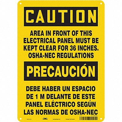 CONDOR 475M95 Safety Sign 14 inx10 in Aluminum