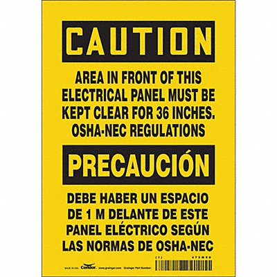 CONDOR 475M98 Safety Sign 10 inx7 in Vinyl