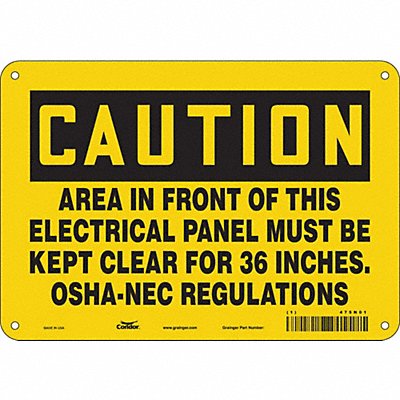 CONDOR 475N01 J6945 Safety Sign 7 in x 10 in Aluminum