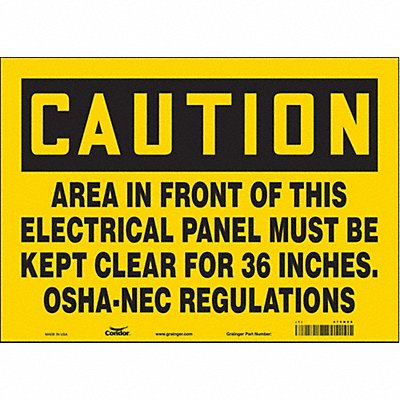 CONDOR 475N09 J6945 Safety Sign 10 inx14 in Vinyl