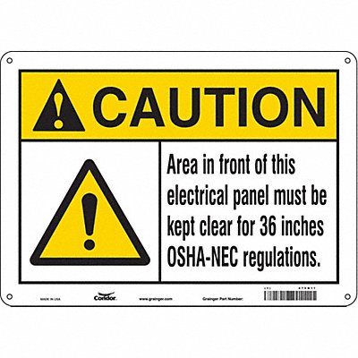 CONDOR 475N11 Safety Sign 10 in x 14 in Aluminum