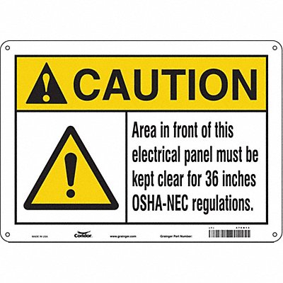 CONDOR 475N13 Safety Sign 10 in x 14 in Polyethylene