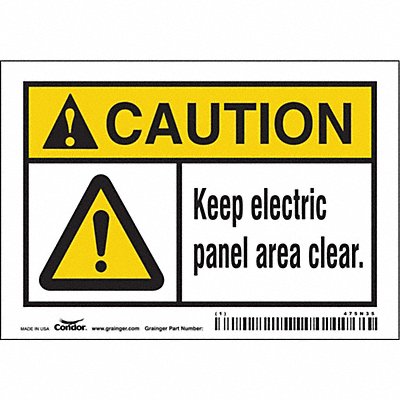CONDOR 475N35 Safety Sign 3.5in x 5in Vinyl