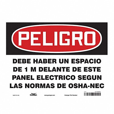 CONDOR 475N86 Safety Sign 10 in x 14 in Vinyl