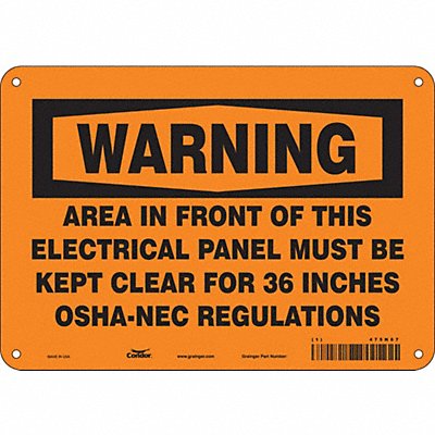 CONDOR 475N87 Safety Sign 7 in x 10 in Aluminum